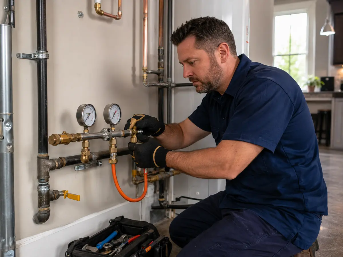 Professional gas line pressure testing