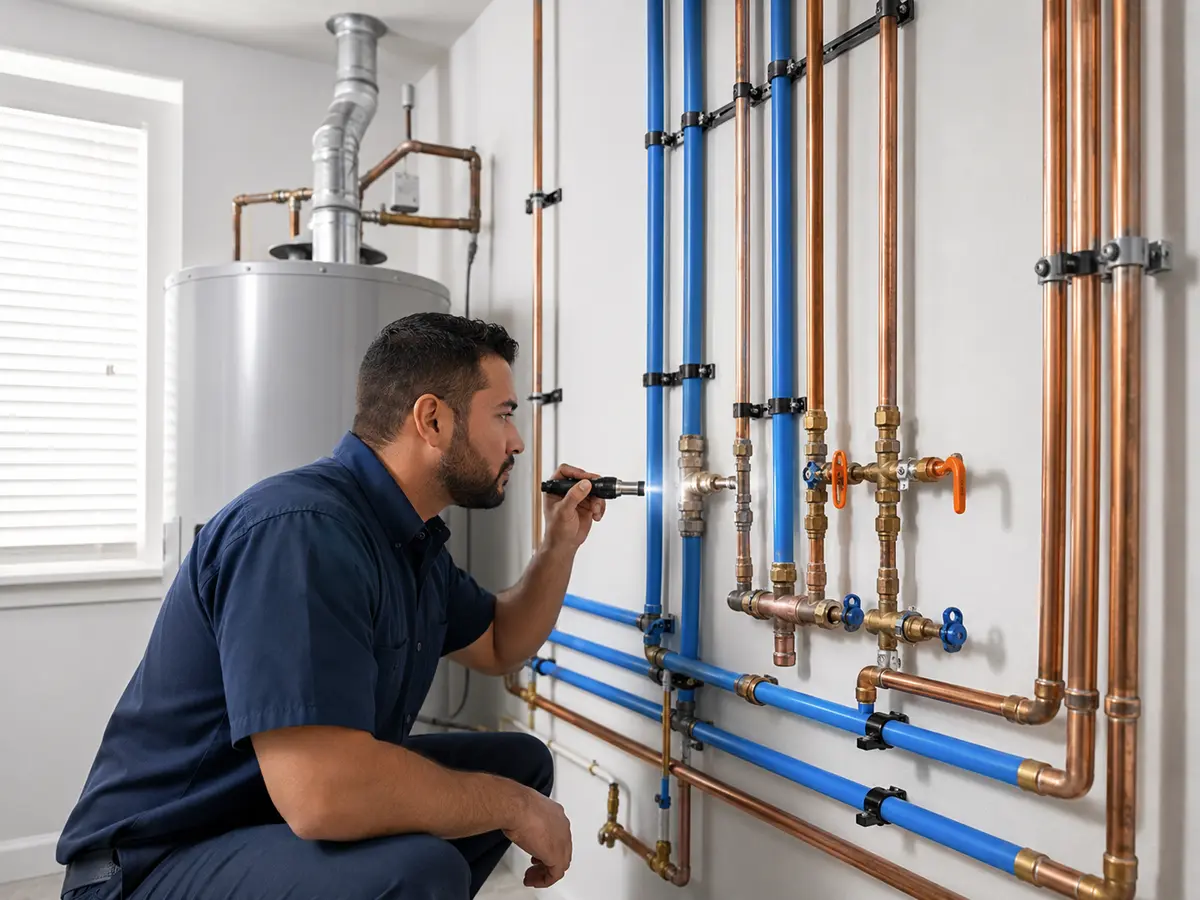 Neatly installed residential water supply lines